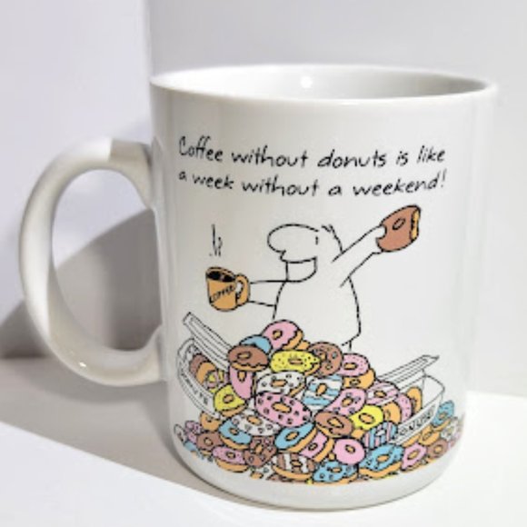 VINTAGE 80'S HALLMARK MUGS COFFEE MUG CUP "COFFEE WITHOUT DONUTS…" - Picture 3 of 5